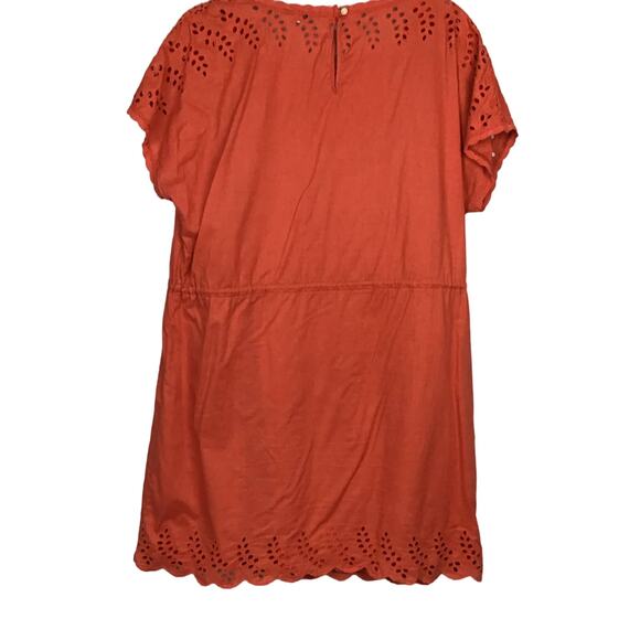 Madewell Eyelet Wildfield Rusted Red Coral Cinnamon Orange Shift Dress sz 12 - Picture 4 of 14